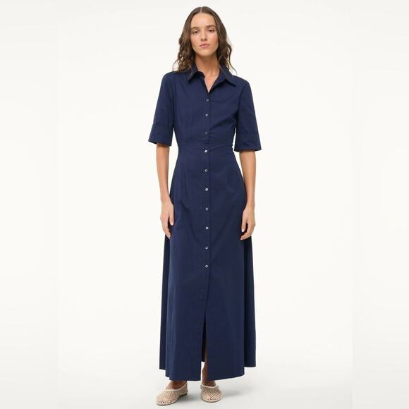 Staud Joan Maxi Dress in Navy 8 - Picture 1 of 8